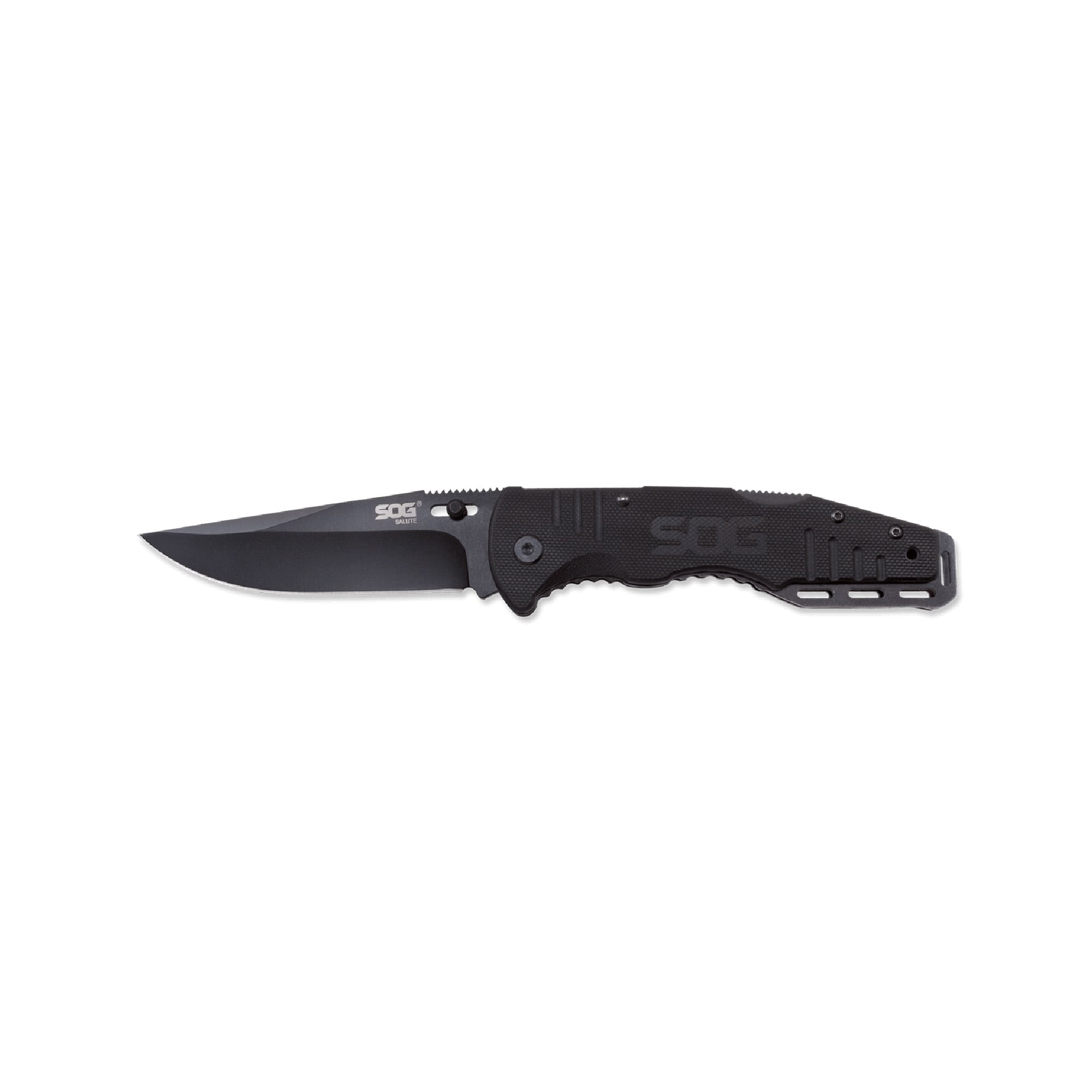 SOG Knives Salute 3.625" Clip Point Folding Knife, Black - SOGFF11CP