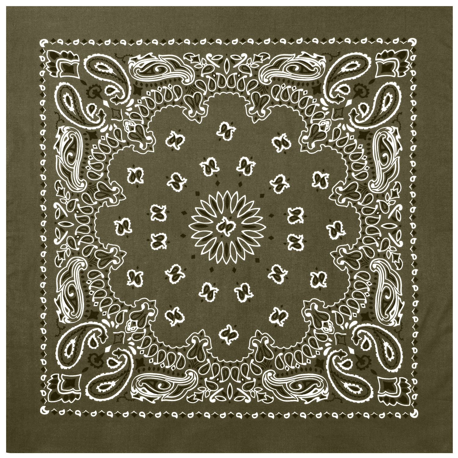 Rothco Trainmen Paisley Bandana - 22 X 22, Olive Drab