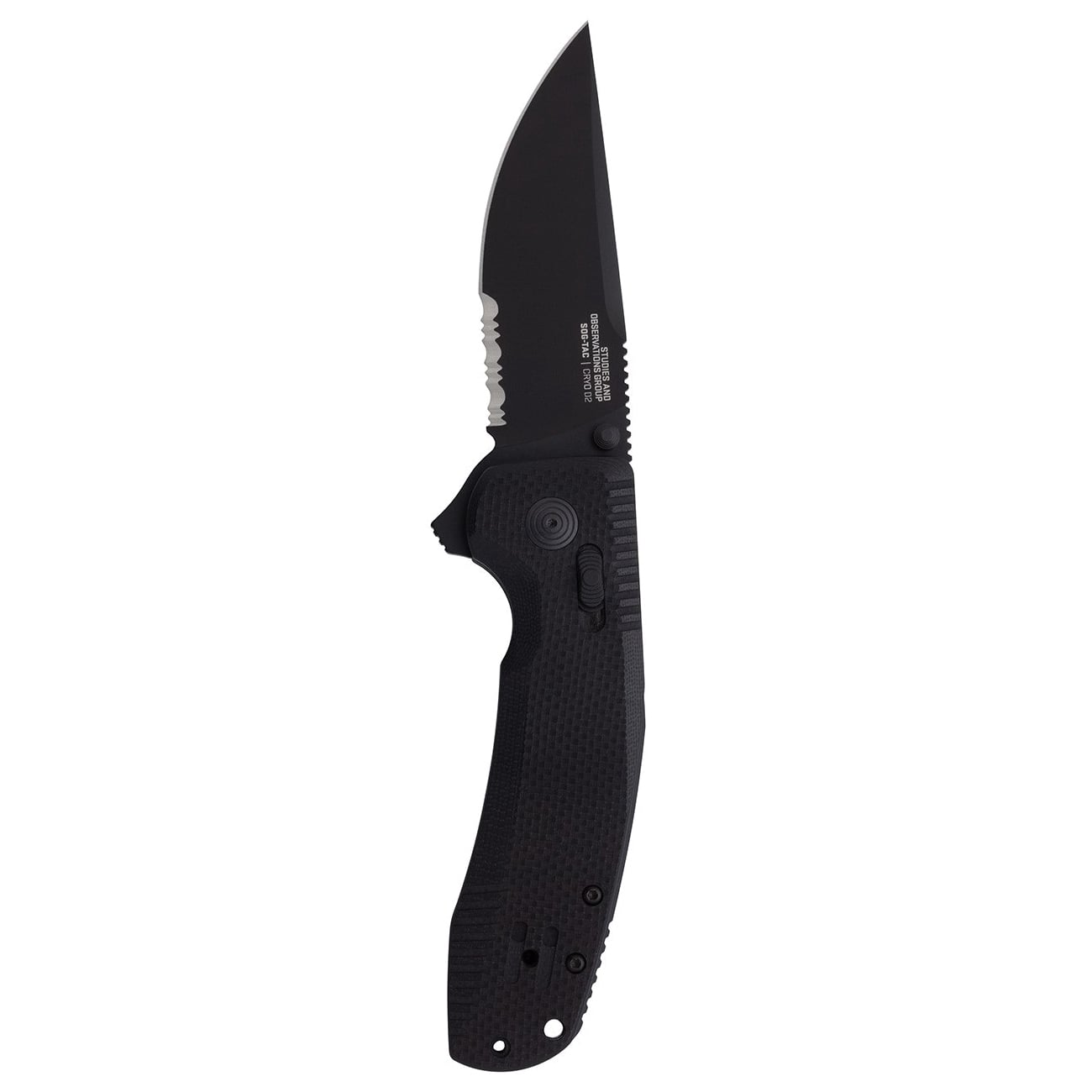 SOG Knives SOG-TAC XR Folding Knife Serrated Clip Point, Blackout - SOG12-38-03-41