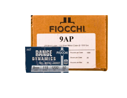 Fiocchi 9mm 115gr FMJ 1,000 Round Case