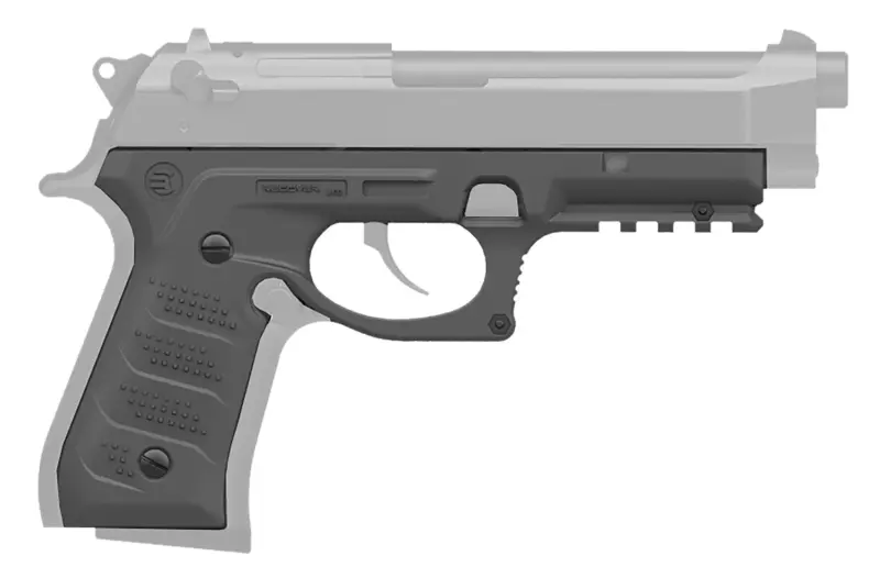 Recover Tactical BC2-04 Grip Rail System Gray Polymer Picatinny for Most Beretta 92 M9 Models
