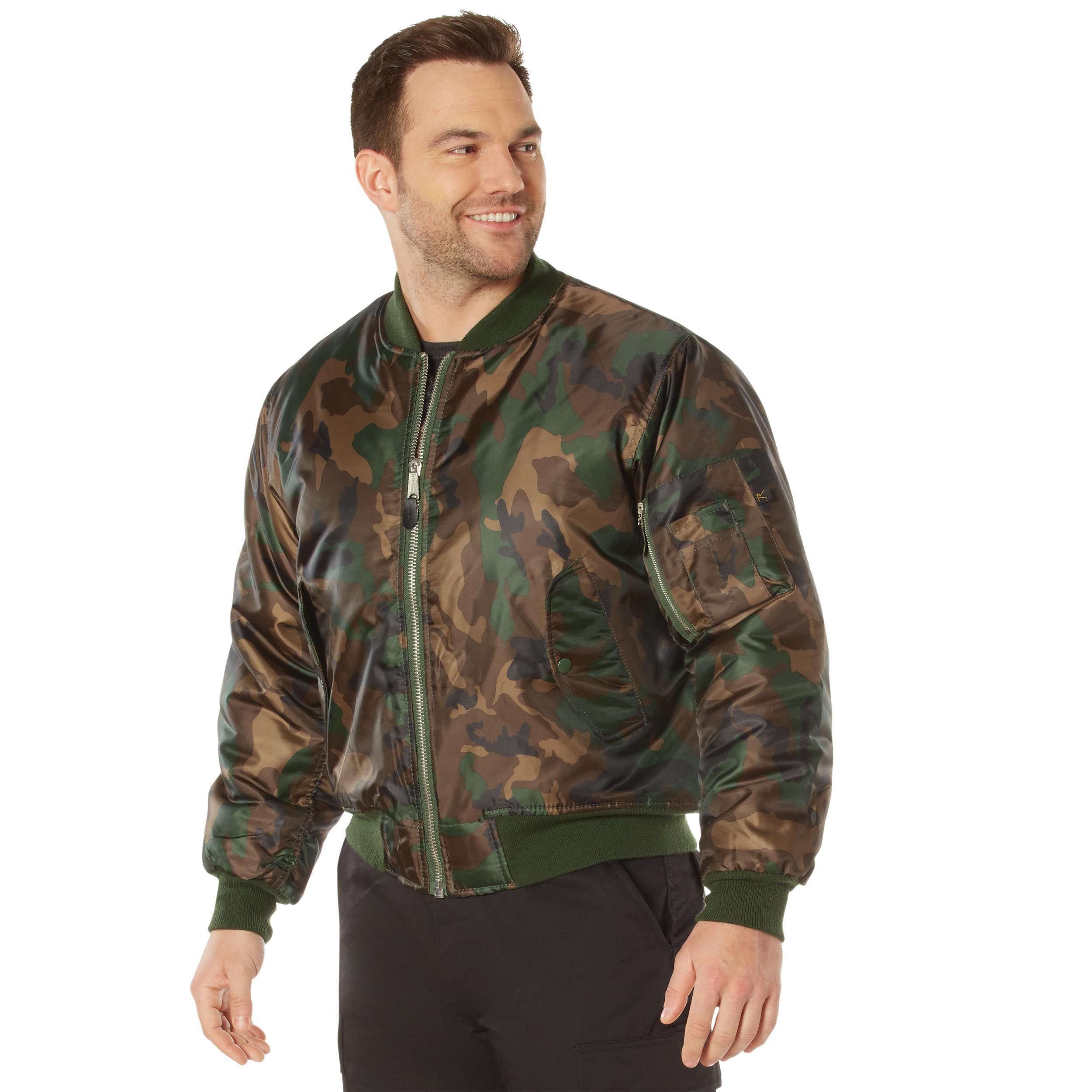 Rothco Ma-1 Flight Jacket - Woodland Camo, Large