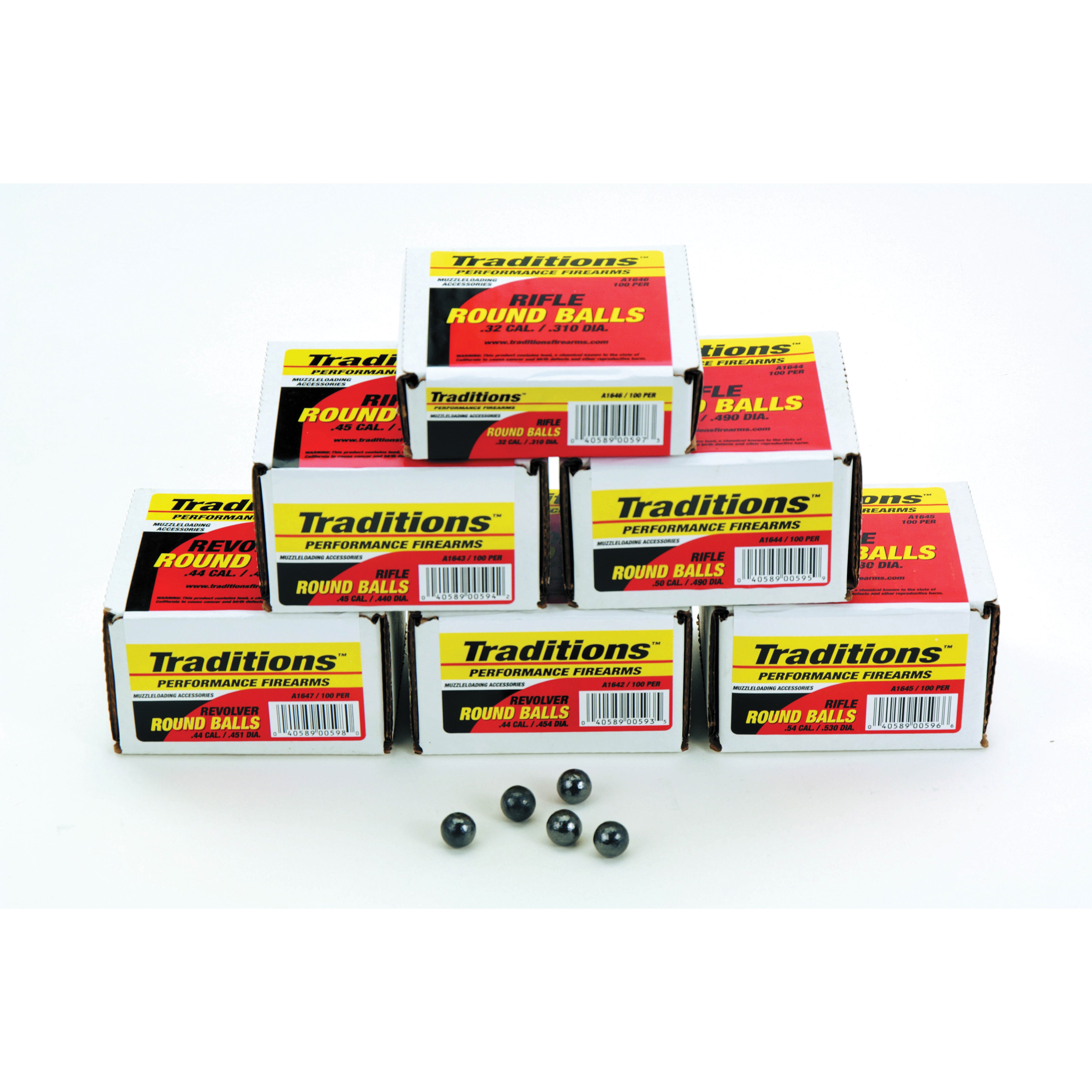 Traditions Firearms .44 140 gr 0.454" Lead Round Ball, 100/pack - A1642