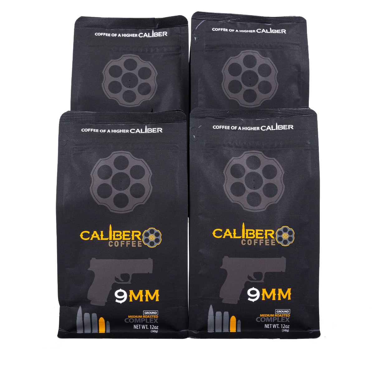 Caliber Coffee 9mm Medium Roast, 12oz bag, Ground, 3lbs Bundle (4 bags)