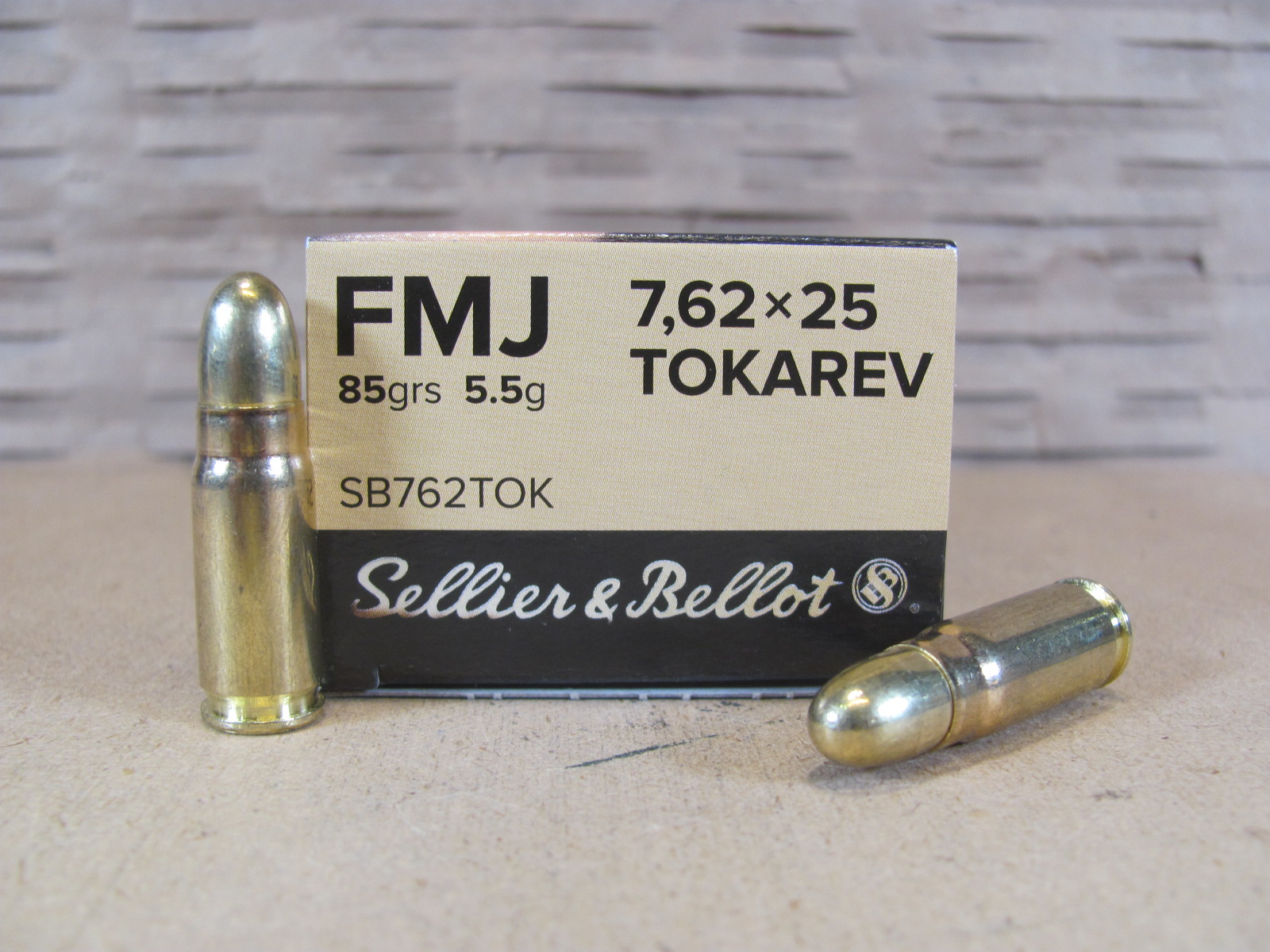 1500 Round Case – 7.62×25 FMJ 85 Grain Sellier Bellot Brass Case Non-Corrosive Reloadable Ammo – SB762TOK