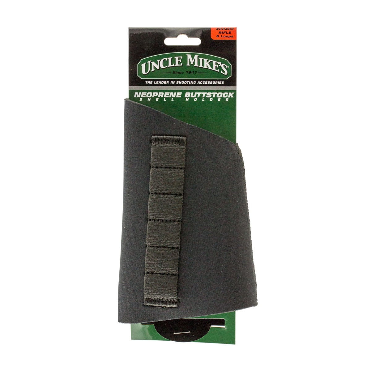 Uncle Mikes Buttstock Shell Holder, Rifle, 6 Rounds, Neoprene, Black - 88483