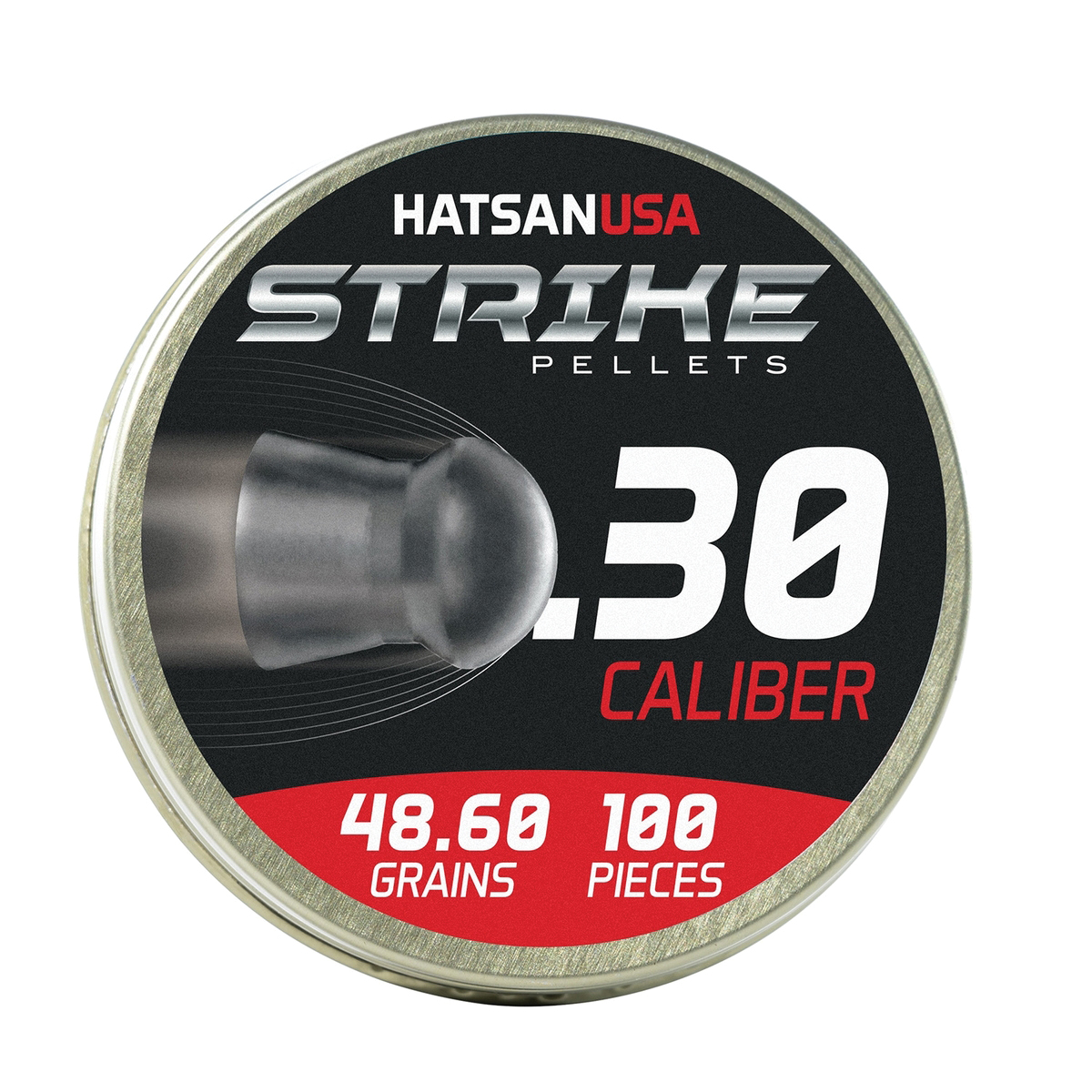 Hatsan USA Vortex Strike Pellets .30 Cal Domed Airgun Rifle Pellet, 48.60 gr 100rds