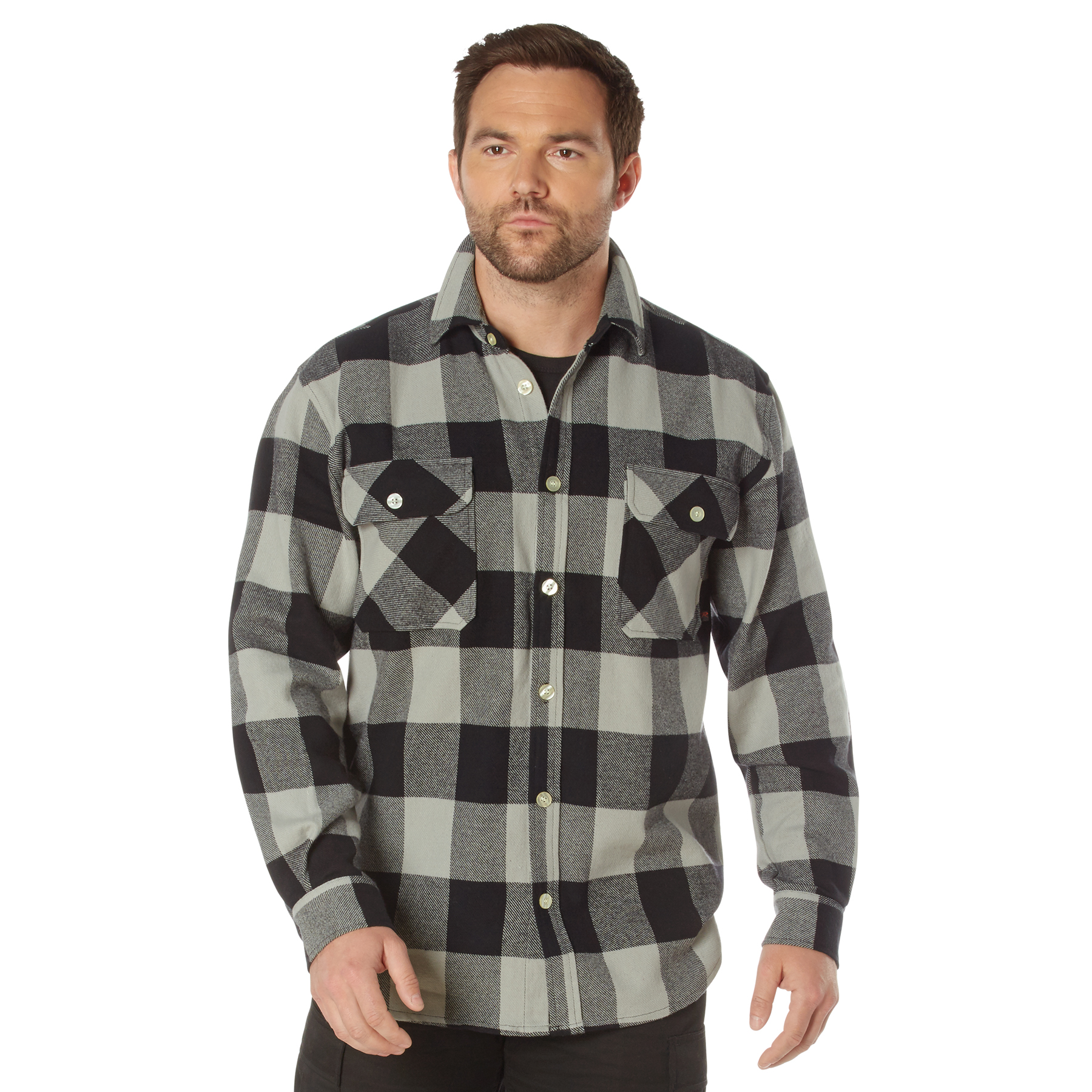Rothco Extra Heavyweight Buffalo Plaid Flannel Shirt - Grey Plaid, 4X-Large