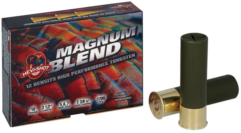 HEVI-SHOT MAGNUM BLEND 10GA 3-1/2IN 2-3/8OZ #5 #6 #7 5 RD/BX 10 BX/CS