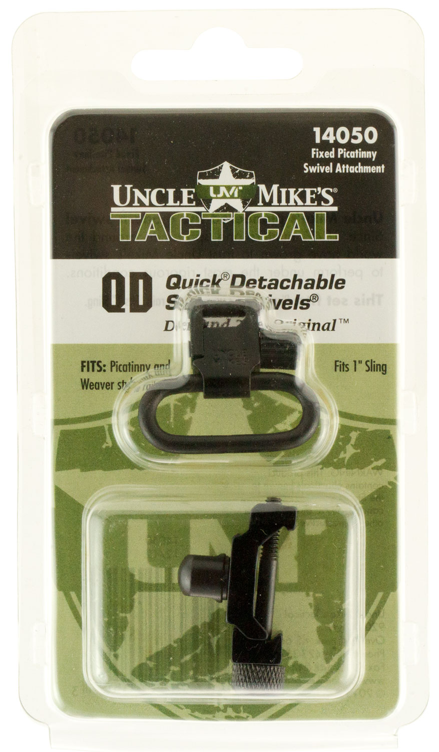 Uncle Mike's 1" Quick Detach Fixed Sling Swivel, Black - 14050