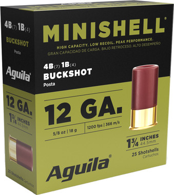 Aguila Minishell Buckshot 12 Gauge 1.75" 5/8 oz 4B(7P)/1B(4P) Shot