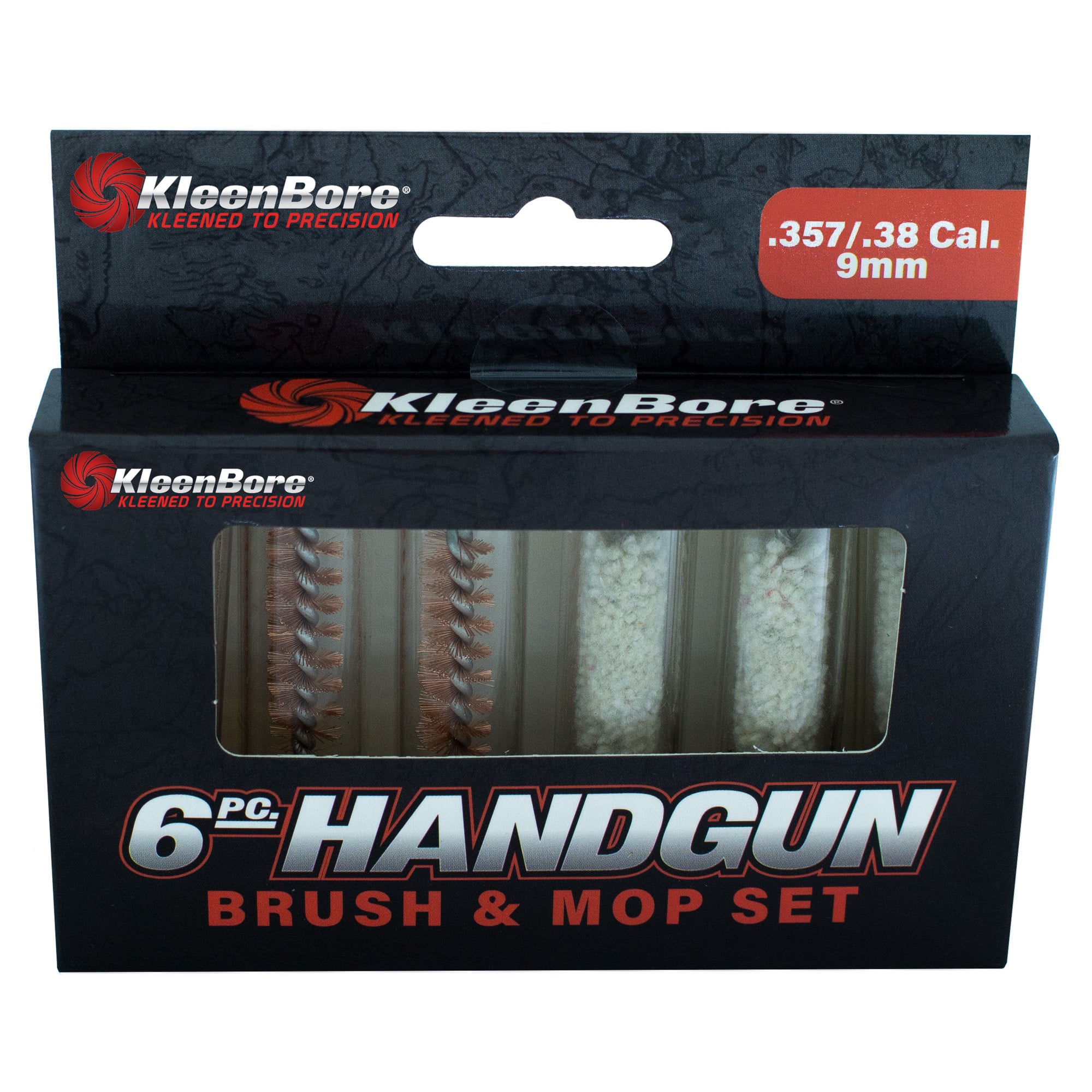 Kleen-Bore Bore Cleaner Brush and Mop Set, Standard #8-32 Thread, fits 9mm/.357/380ACP - 9SET
