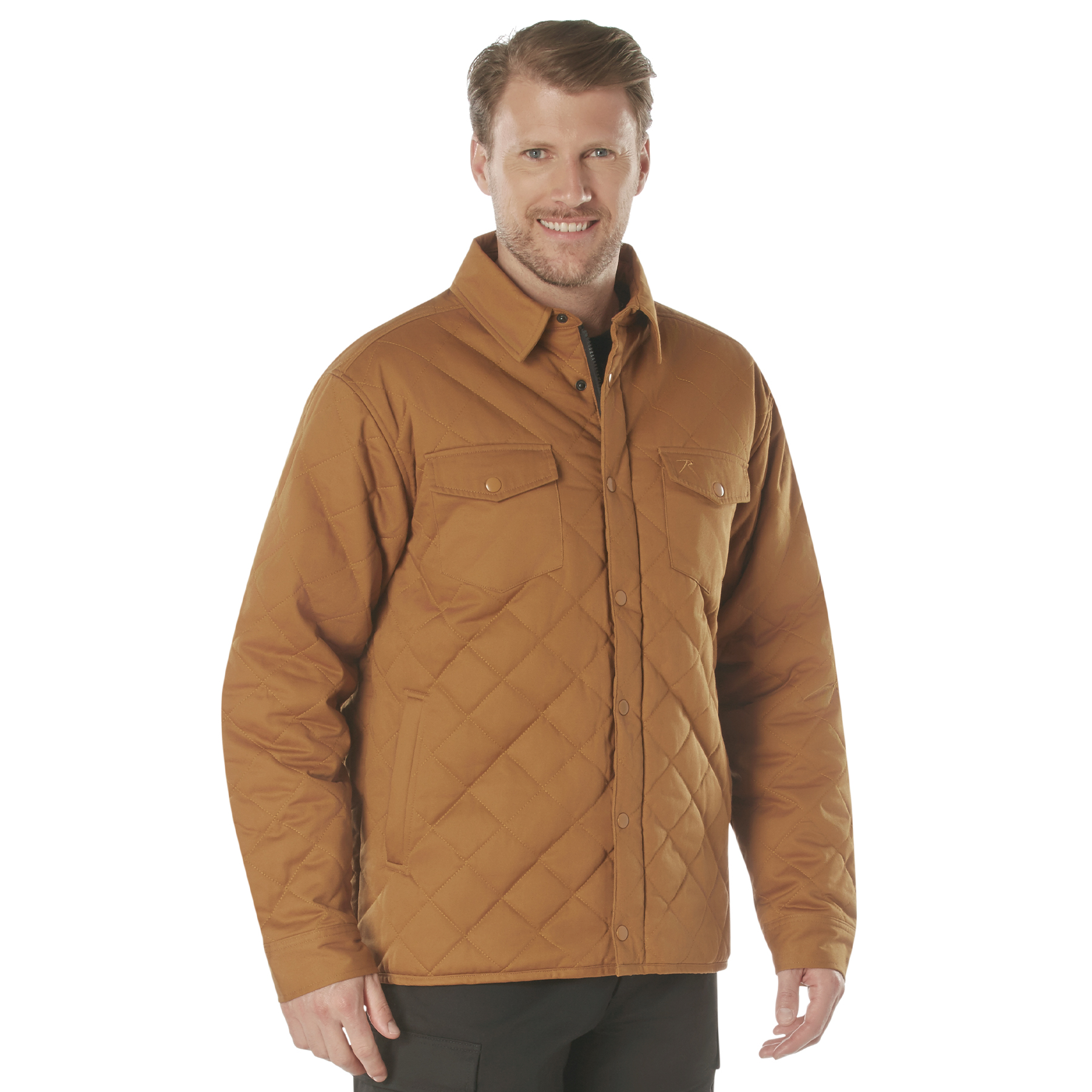 Rothco Diamond Quilted Cotton Jacket - Work Brown, Large