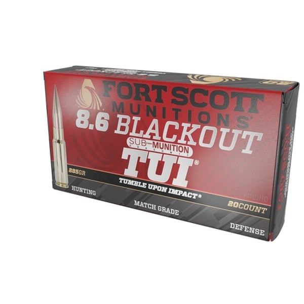 FORT SCOTT 8.6 BLACK OUT 285 GR SUB SONIC 20RD BOX 10 BOXES PER CASE - No Credit Card Fees - Low, flat rate shipping