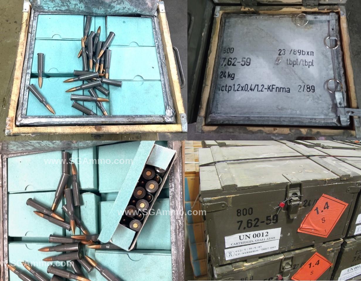 800 Round Crate – 7.62x54R Czech 148 Grain FMJ Steel Case Light Ball Steel Core Surplus Ammo