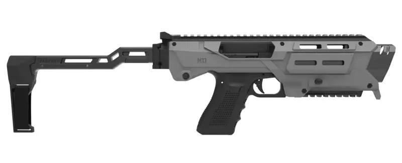 Meta Tactical Llc MX1-PS-GY MX-1 Conversion Kit Compatible w/Glock, Gray Aluminum Frame w/M-LOK Picatinny Rail, Black Polymer Folding Stabilizer