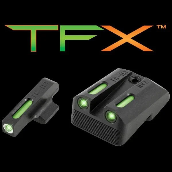 Truglo TFX Tritium/Fiber-Optic Day/Night Sights Fits Novak LoMount cut .270 Front / .500 Rear (1911 3_ Officers 4.25_ Commander 9mm / .40S) - Whit