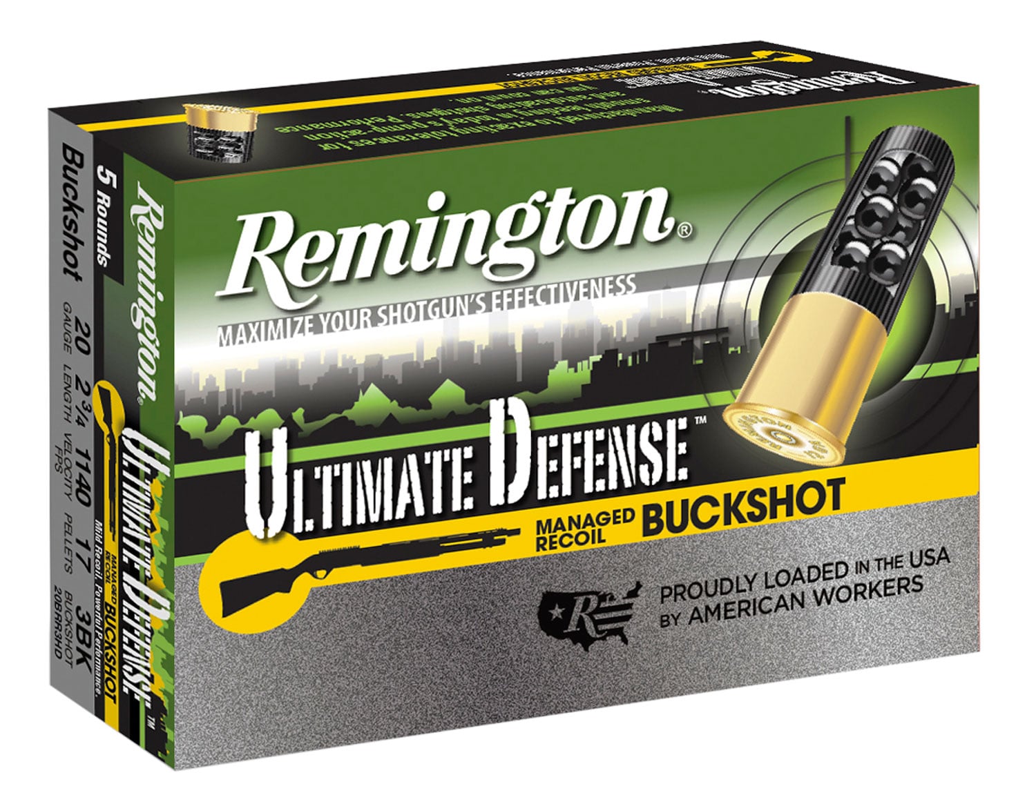 Remington Ammunition 20681 Ultimate Defense Buckshot 20Gauge 2.75″ 3Buck Shot 5 Per Box/20 Case - No Credit Card Fees - Low, flat rate shipping