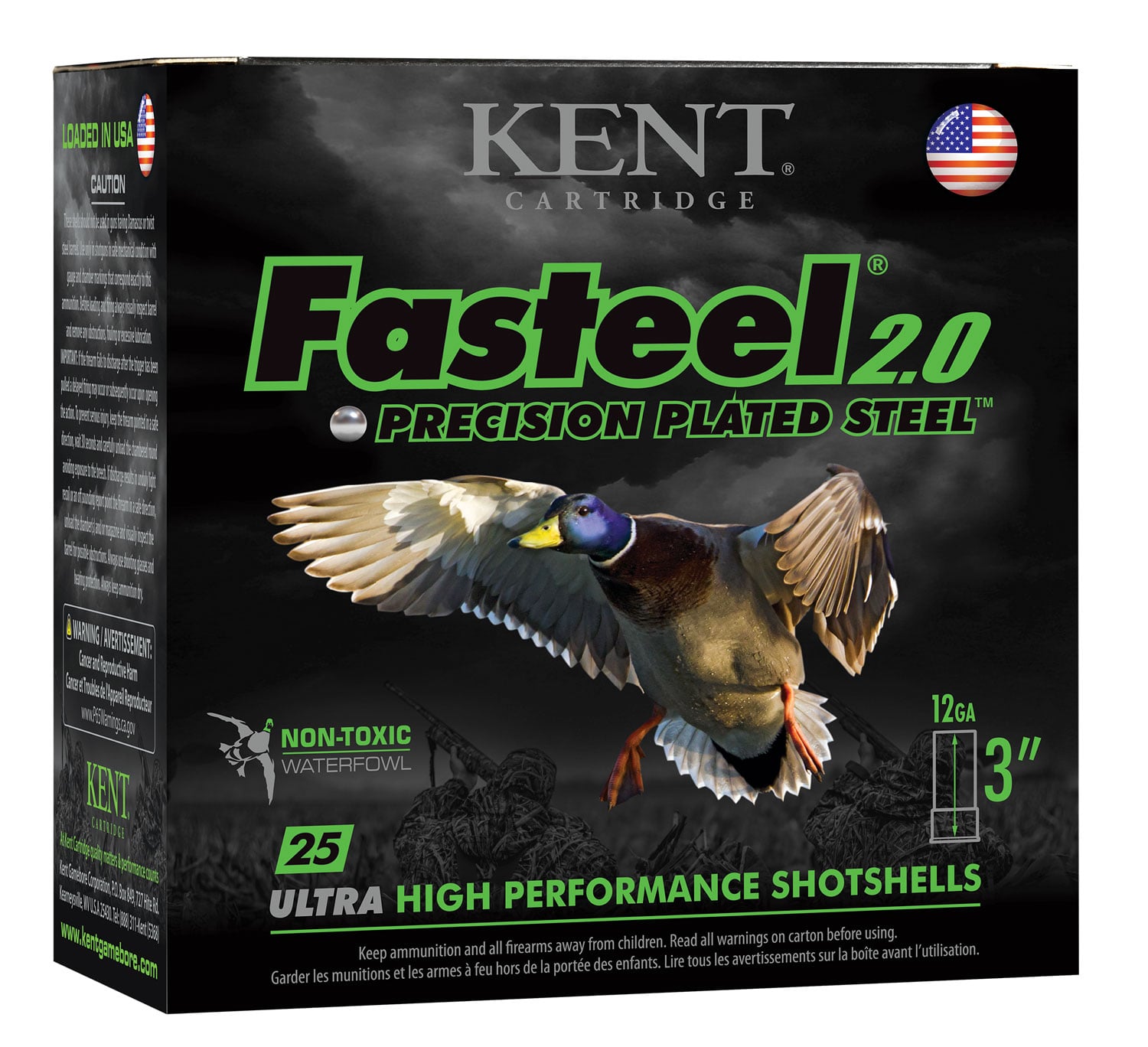 Kent Cartridge Fasteel 2.0 Precision Plated Steel 3" 12 Gauge Ammo 3, 25 Rounds - K123FS403
