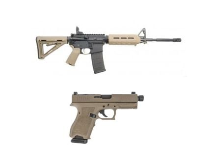 PSA PA-15 16" Nitride M4 Carbine 5.56 NATO MOE Rifle & PSA Dagger Compact 9mm Pistol, FDE