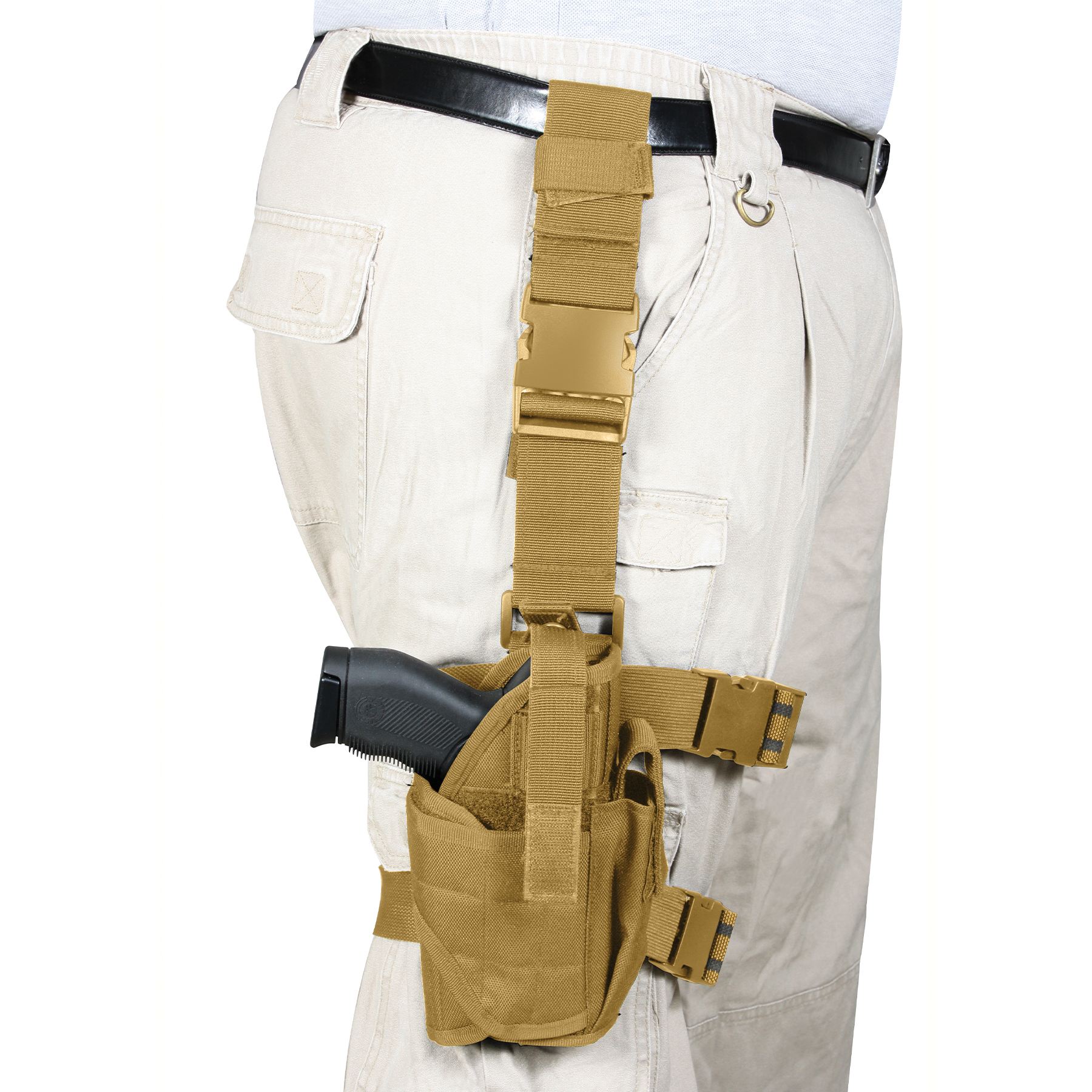 Rothco Deluxe Adjustable Universal Drop Leg Tactical Holster - Coyote Brown