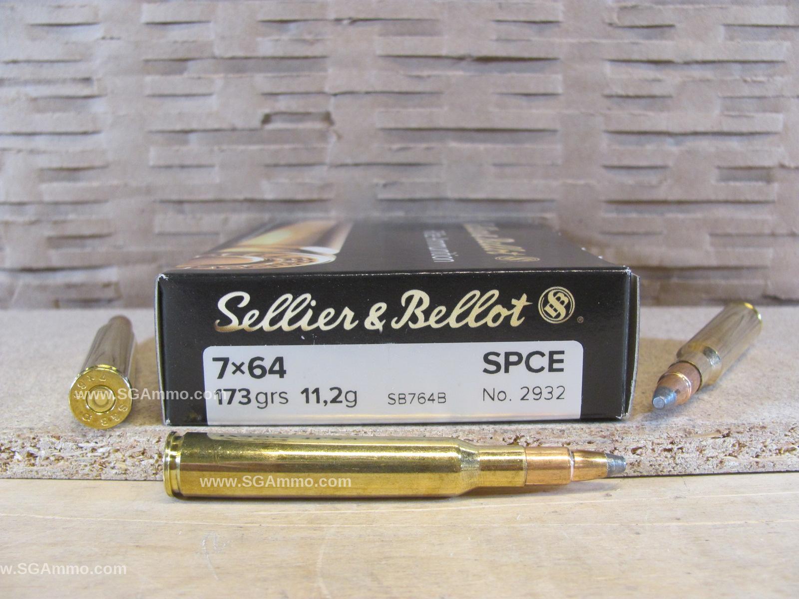 20 Round Box – 7X64 Sellier Bellot 173 Grain SPCE Soft Point Ammo – SB764B