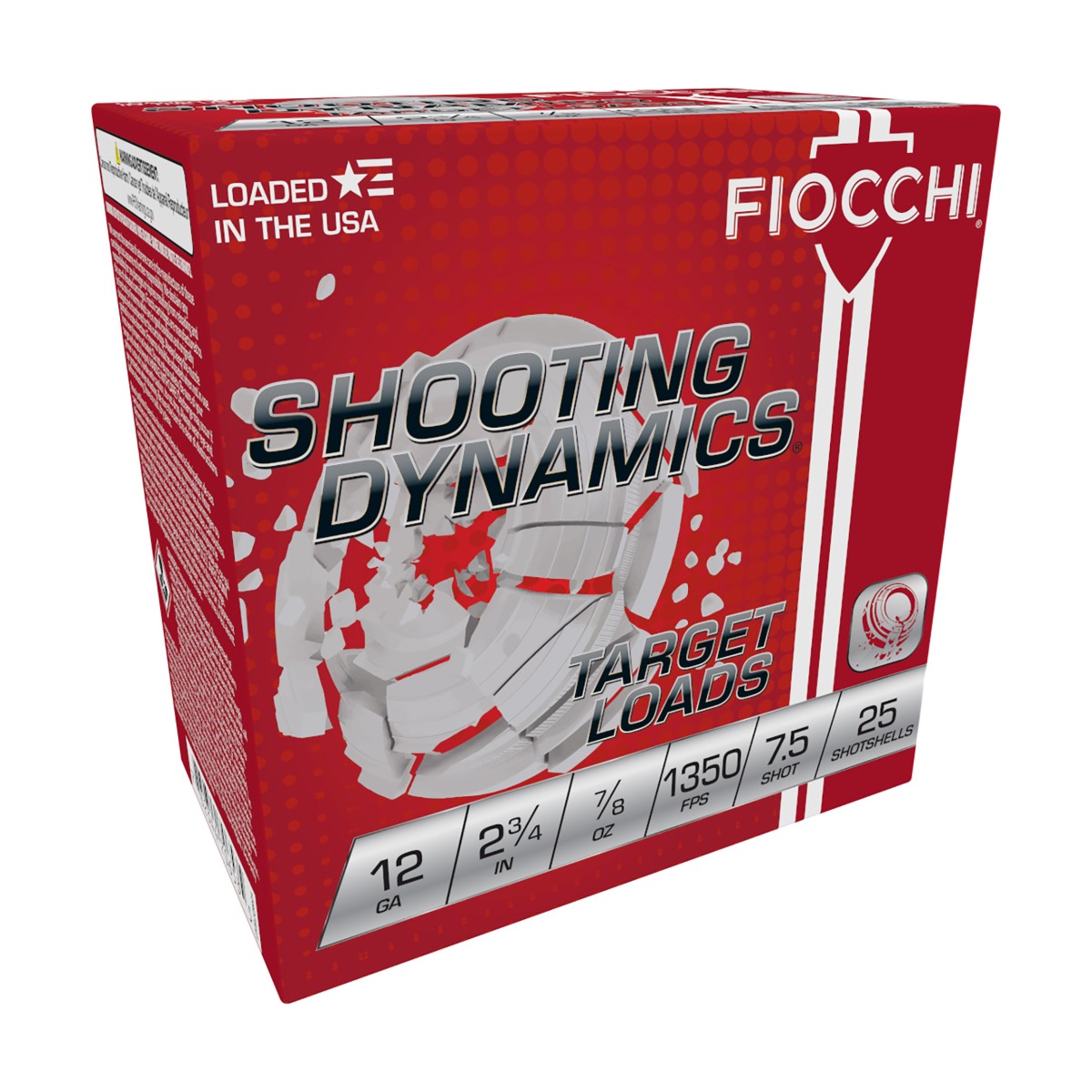 Fiocchi Shooting Dynamics Shotshells 12 ga 2-3/4″ 7/8oz 1350 fps #7.5 25/ct - No Credit Card Fees - Low, flat rate shipping