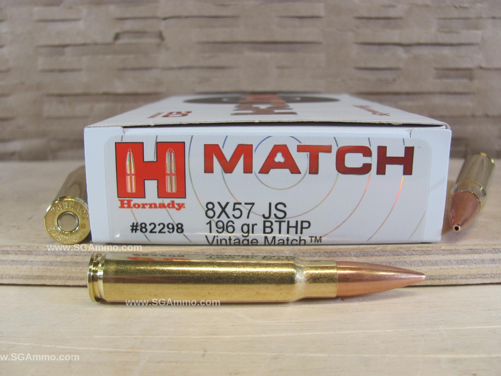 20 Round Box – 8mm Mauser Hornady Vintage Match 196 Grain BTHP Ammo – 82298