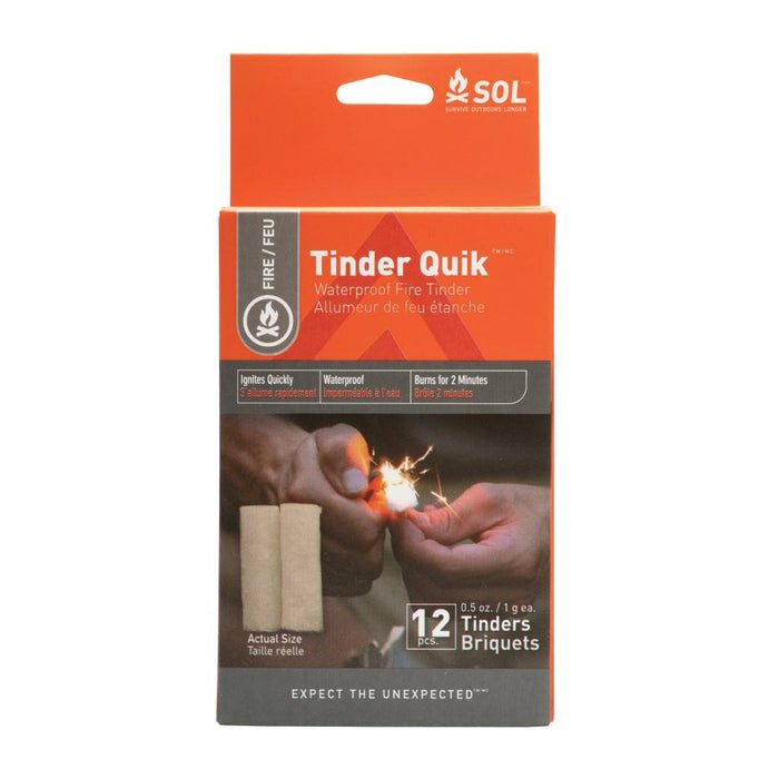 SOL Tinder Quik 3.55" x 2.40" x 1" Dependable Tinder, Pack of 12