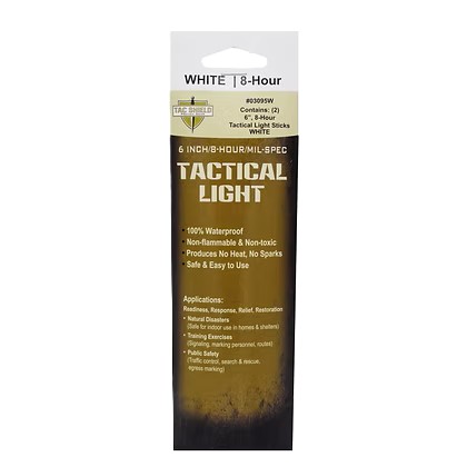 Tac Shield Tactical 8 Hour Light Stick - 2 Pack, 6 INCH, White - 03095W