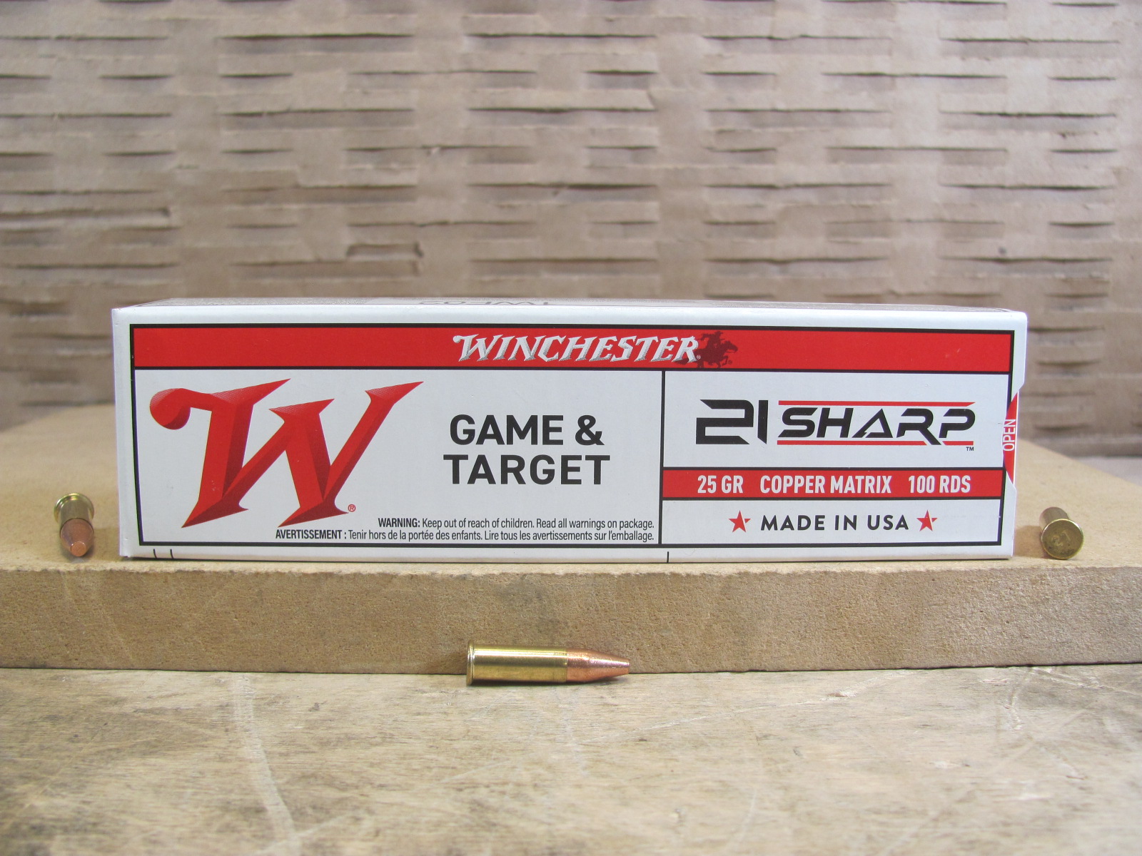 100 Round Box – 21 Sharp 25 Grain Copper Matrix Winchester Game & Target Ammo – S21SLF