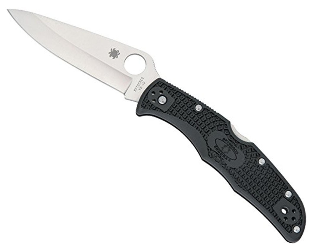 Spyderco Endura 4 Flat Ground Plain Edge Knife, Black - C10FPBK