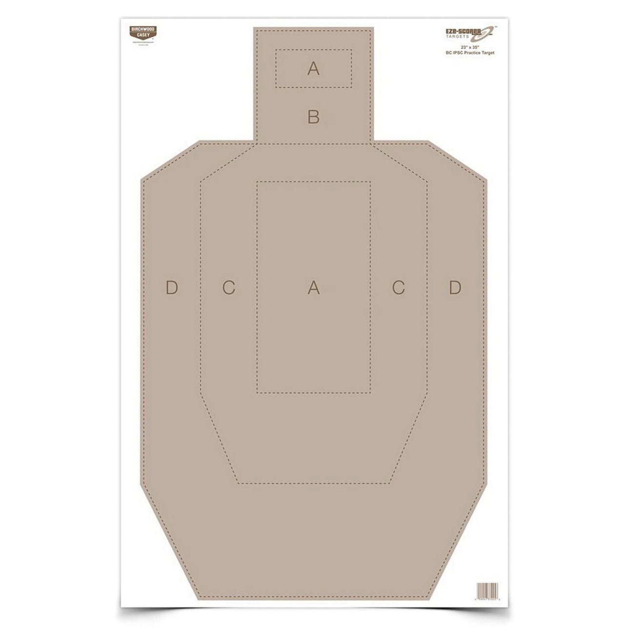 Birchwood Casey EZE-Scorer 23" x 35" Silhouette BC-IPSC Practice Target, Tan, 5/pack - 37029