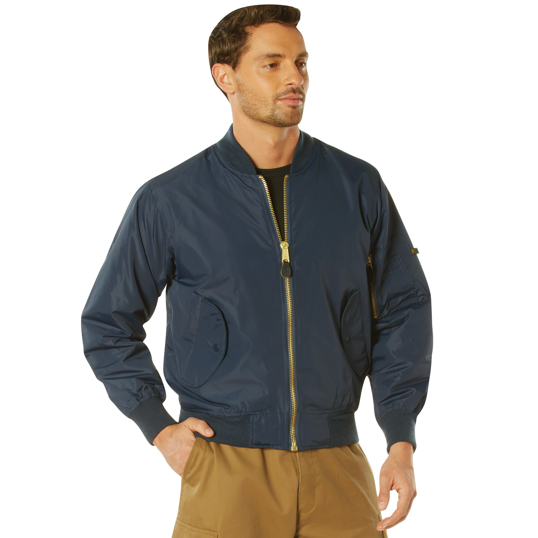 Rothco Lightweight Enhanced Nylon Ma-1 Flight Jacket - Navy Blue, 3X-Large