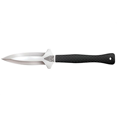 Cold Steel Hide Out 6.5" Plain Double Edged Fixed Blade Knife With Sheath, Silver - 49NDE