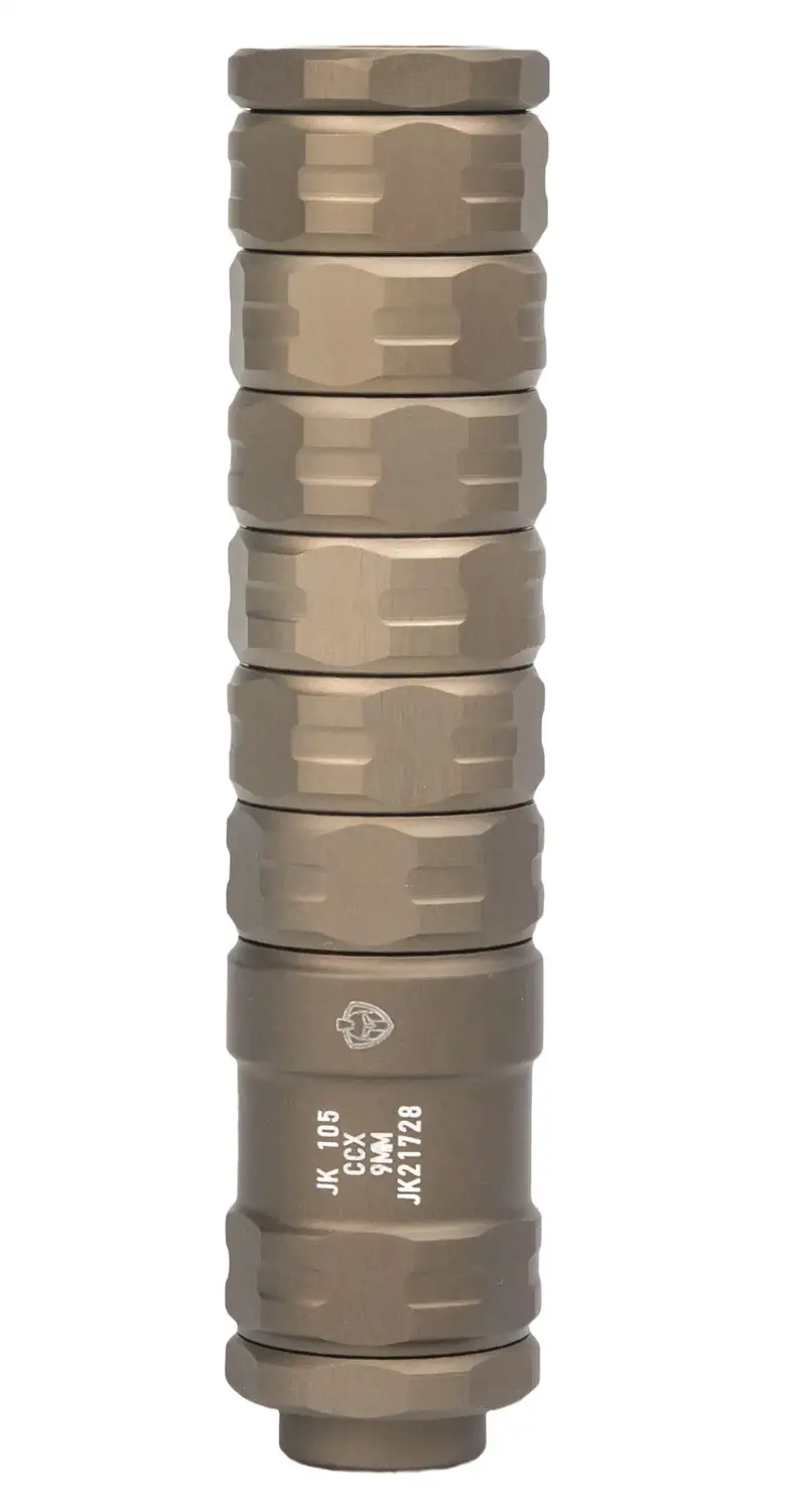 JK Armament 105 CCX 9mm FDE Suppressor 1.05in 1/2x28