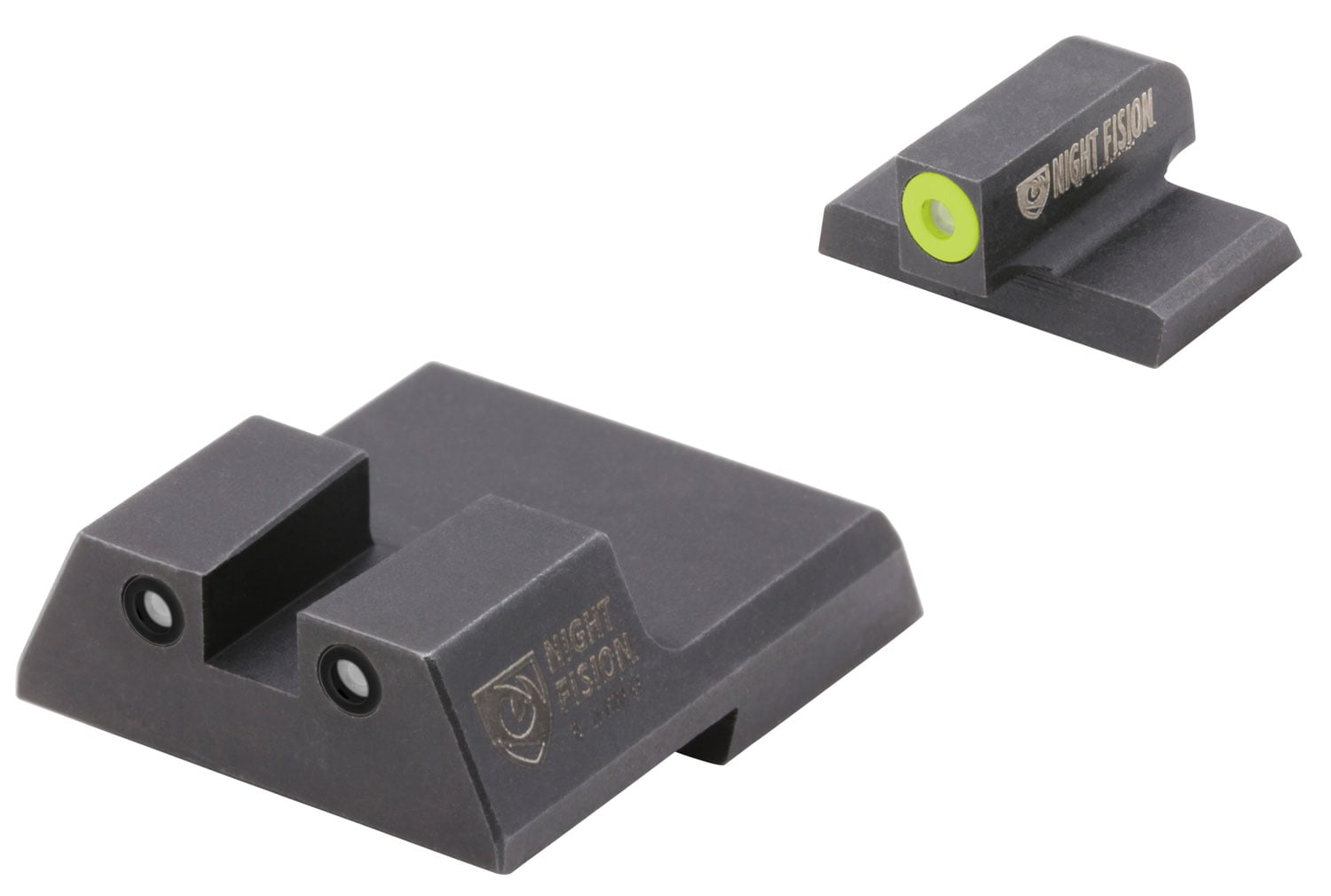 Night Fision Night Sight Set for HK VP9/VP40/P30/P30SK/P30L/45/45 Handguns, Green with Yellow Square Front, Green with Black Square Rear - HAK-126-003-YGZG