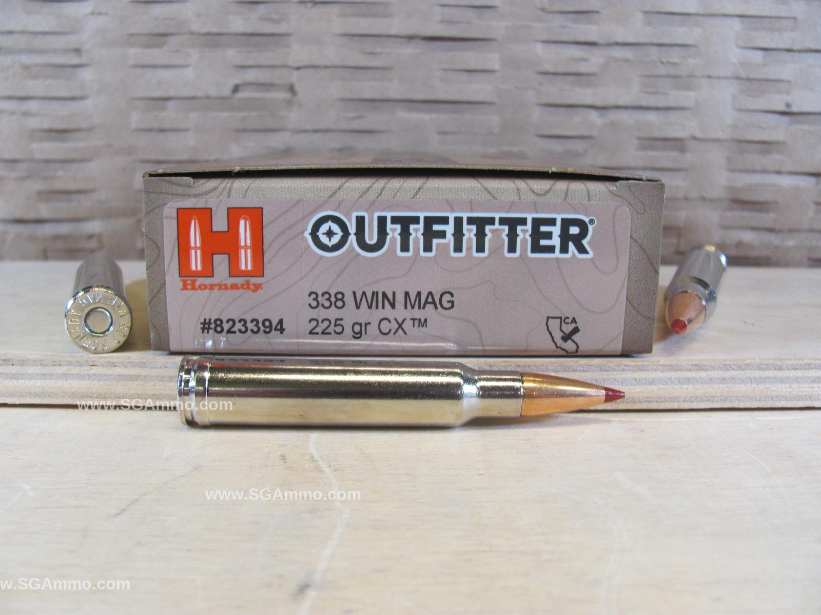 200 Round Case – 338 Winchester Magnum 225 Grain CX Hornady Outfitter Ammo – 823394