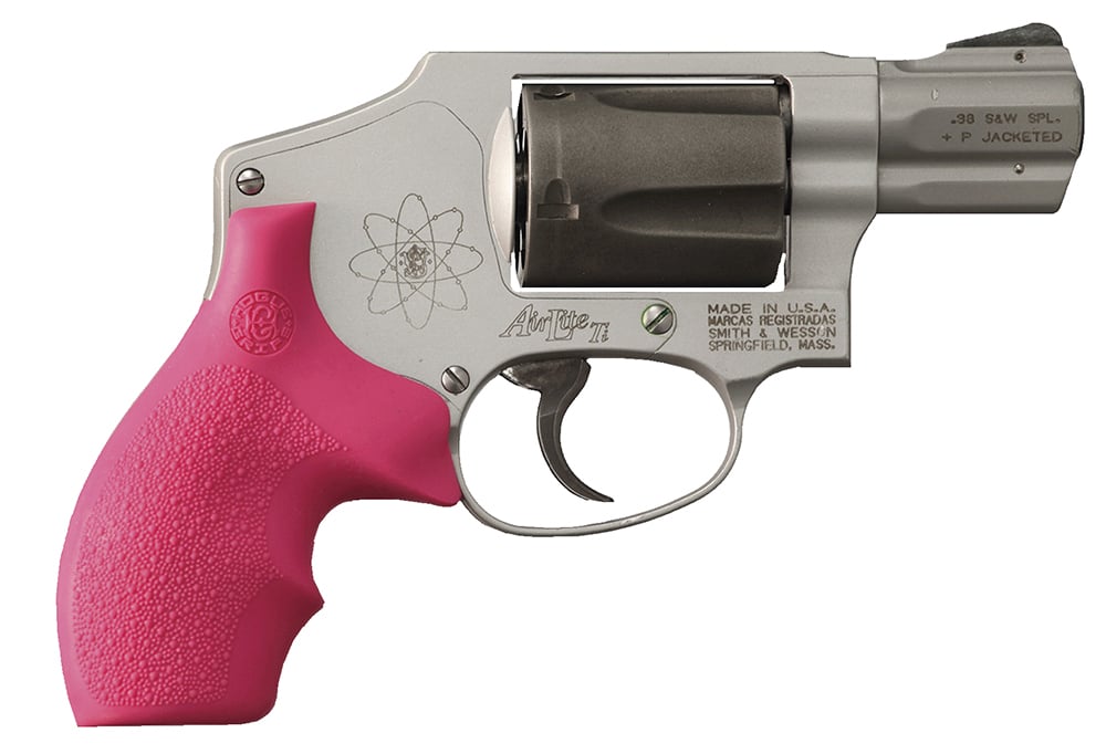 Hogue Bantam Grip w/ Finger Grooves for S&W J Frame Round Butt Revolver, Pink - 61007