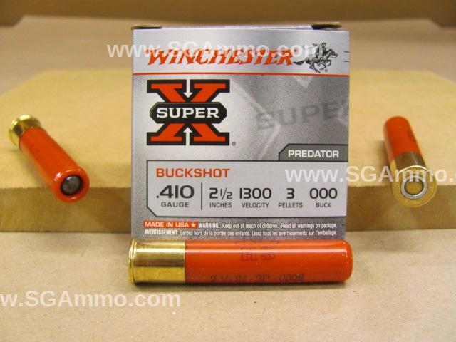 250 Round Case – 410 Gauge 2.5 Inch 3 Pellet 000 Buckshot 1300 FPS Winchester Ammo – XB41000