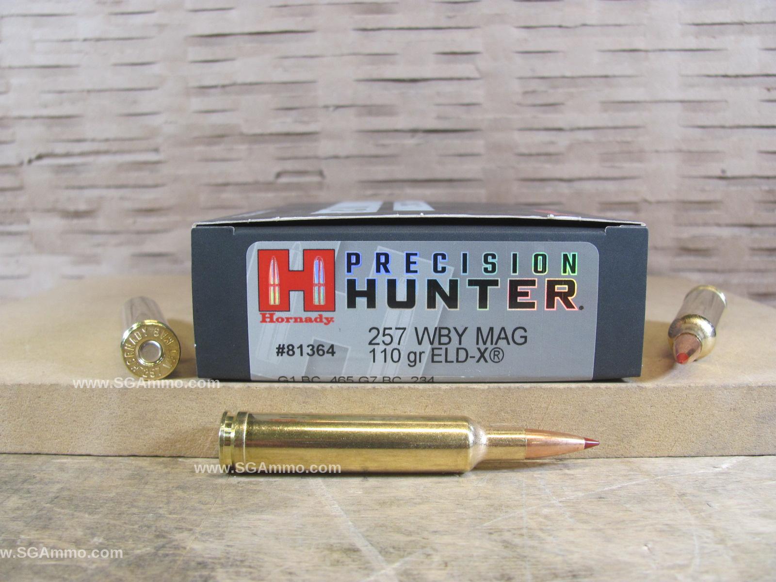 20 Round Box – 257 WBY Magnum 110 Grain ELD-X Hornady Precision Hunter Ammo – 81364