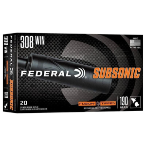 Federal Fusion Subsonic Rifle Ammunition .308 Win 190gr SP 1000 fps 20/ct