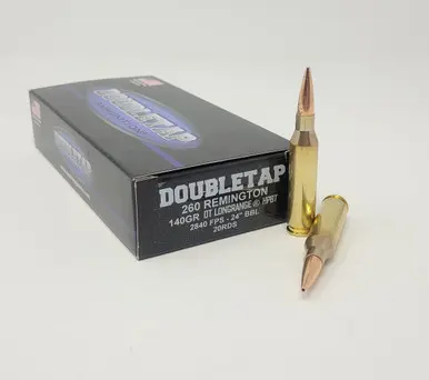 DoubleTap 260 Rem Ammunition 260R140LR 140 Grain Hollow Point Boat Tail 20 Rounds
