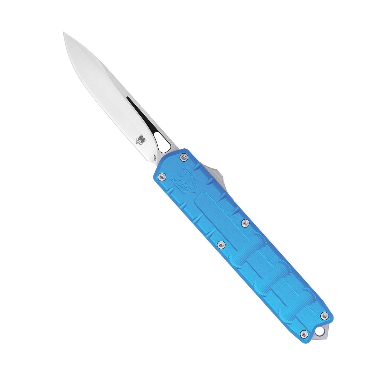 CobraTec Knives Enforcer Large OTF Knife Drop Point, Blue - CTEBLUM390DNS
