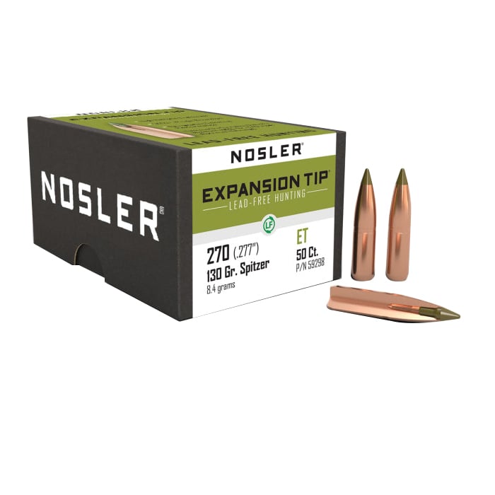 Nosler Expansion Tip .270 Cal CBTPT Rifle Bullet, 130 gr 0.277" 50rds