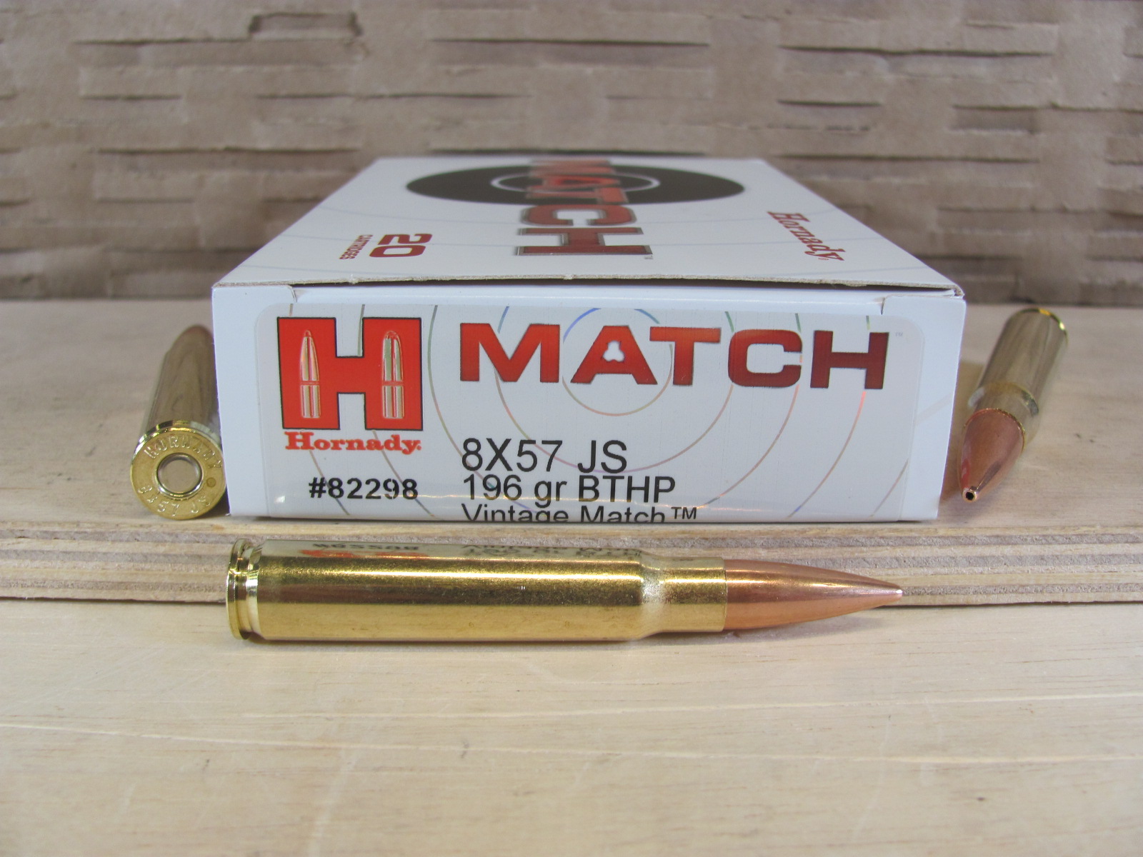200 Round Case – 8mm Mauser Hornady Vintage Match 196 Grain BTHP Ammo – 82298