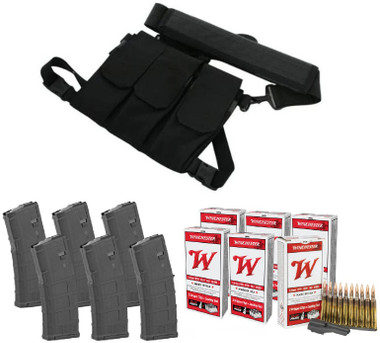 PACKAGE DEAL- WINCHESTER 5.56 ON STRIPPER CLIPS WITH TOOL (180 RDS) + 6 GEN 3 MAGPUL 30RD AR MAGS + BLACKHAWK RIFLE BANDOLEER