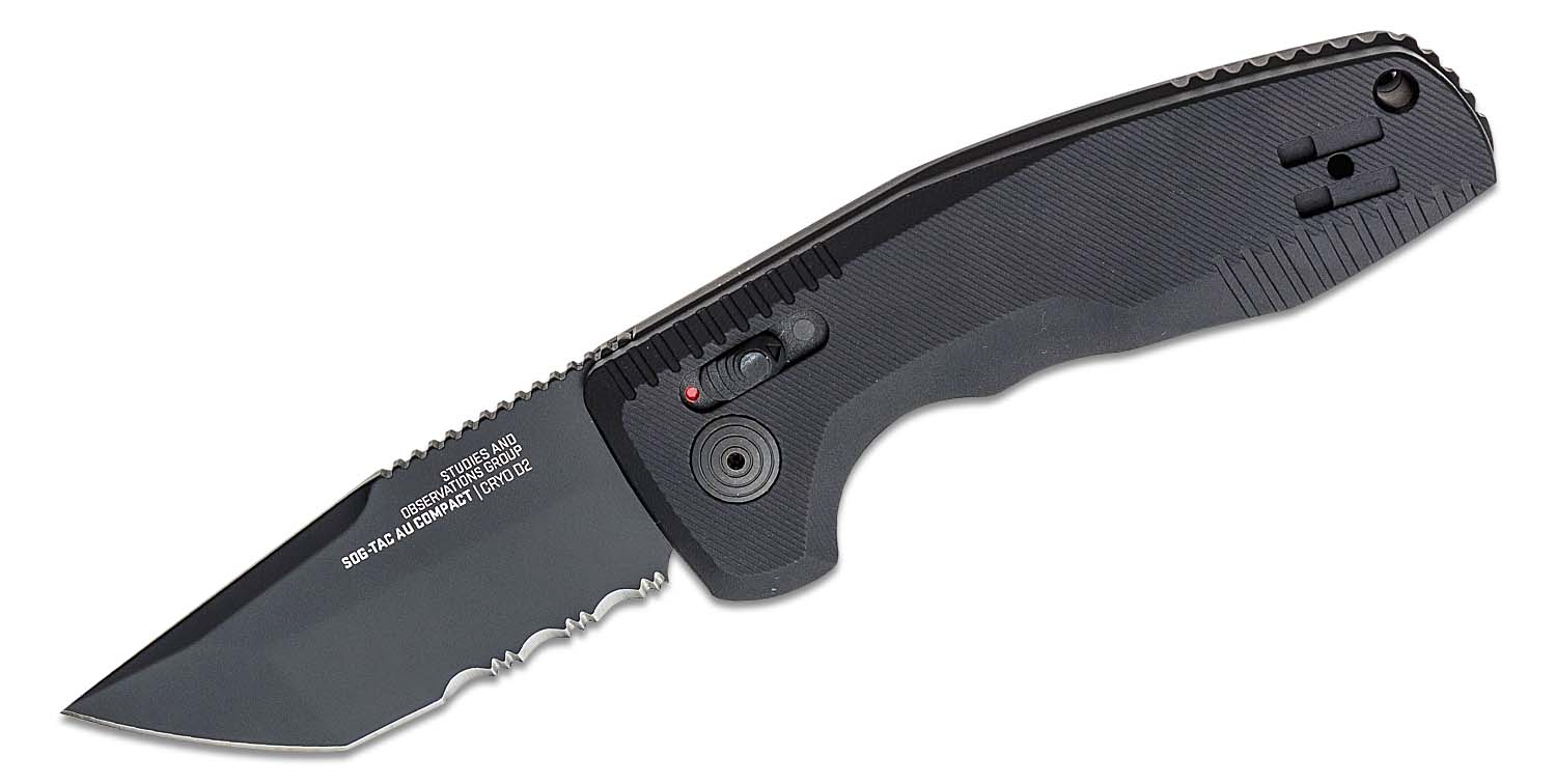 SOG Knives SOG-TAC AU Serrated Folding Knife Tanto, Black - SOG15-38-10-57