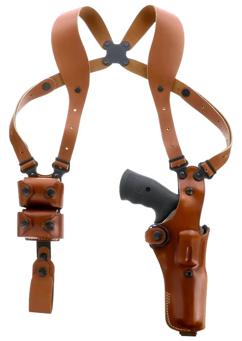 Galco VHS4104 VHS 4.0 Shoulder System Vertical Ambidextrous, Size Fits Chest Up To 56", Tan Leather, Fits L Frame S Model 686 (4" Barrel)