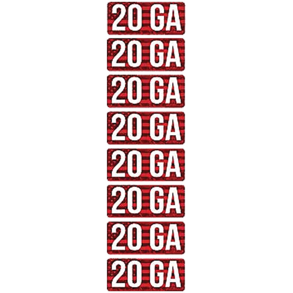 MTM Case Gard 20 Gauge 2.25" L Ammo Caliber Label, Red/White Pack of 8